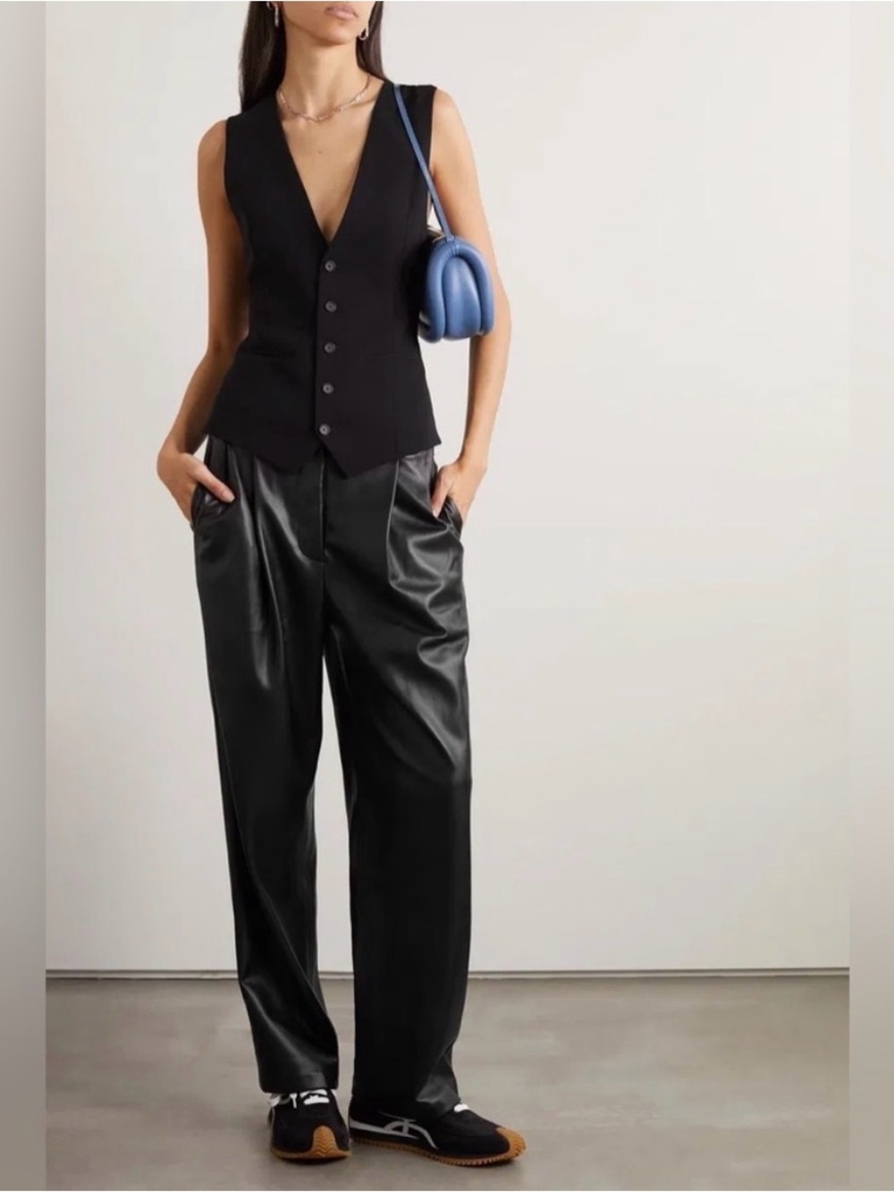 The Frankie Shop Women’s Pernille straight faux Black leather pants SZ‎ XS